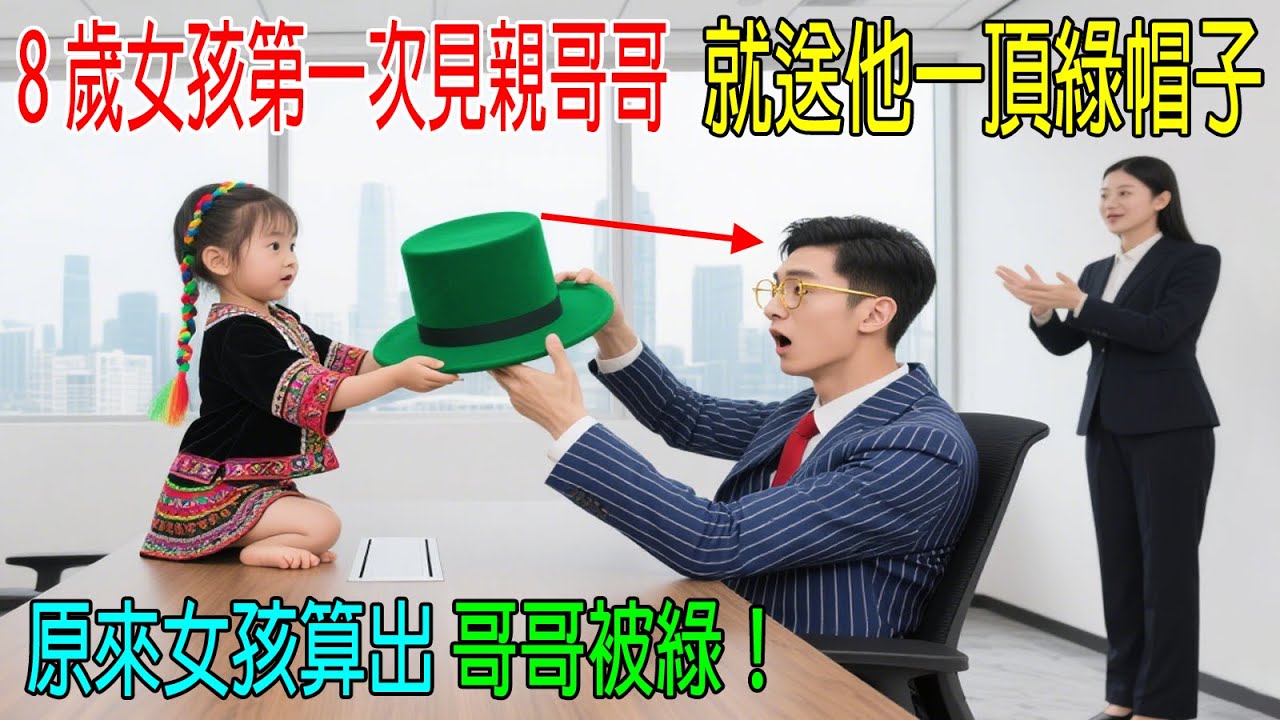 8歲女孩第一見親哥哥，就送他一頂綠帽子，原來女孩算出，哥哥被綠！厲害