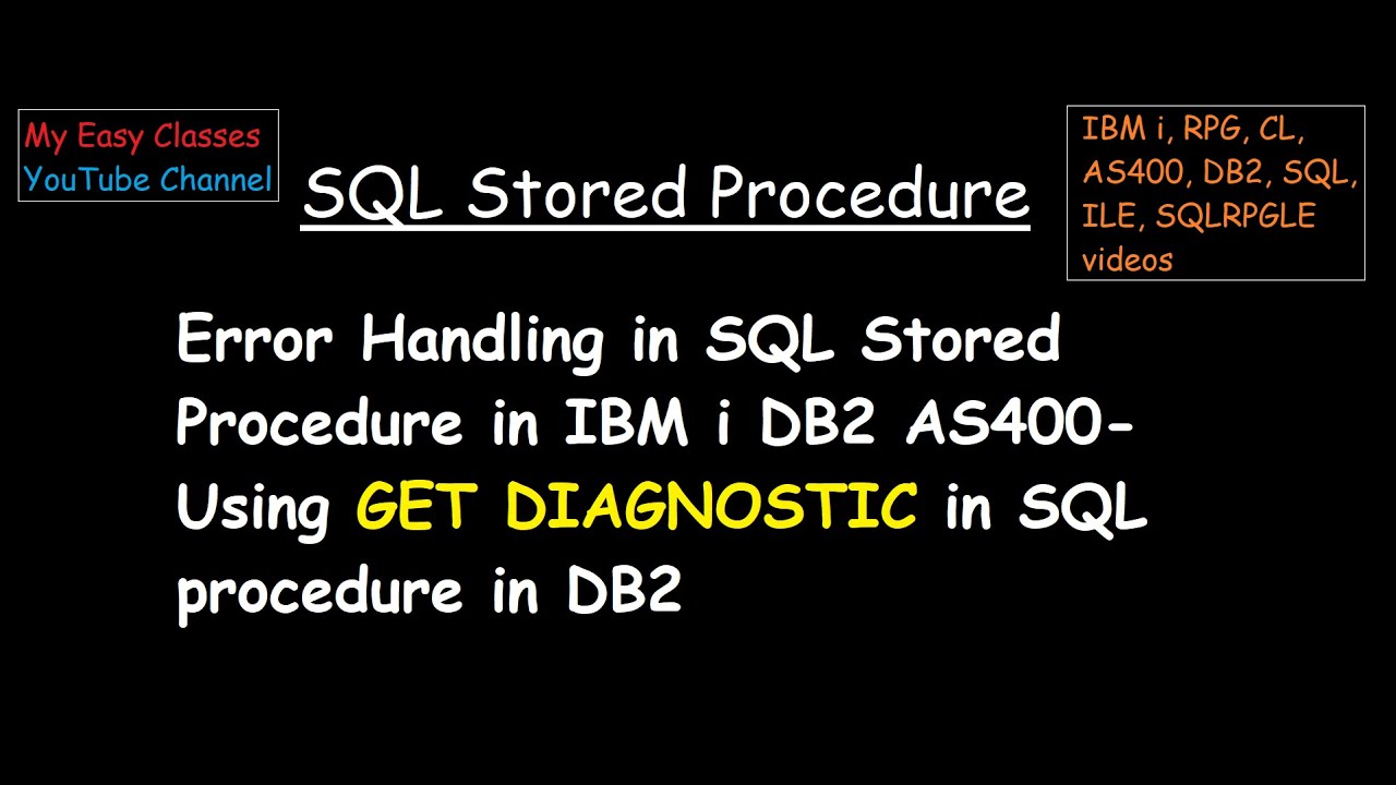 Error Handling in SQL Stored Procedure in IBM i DB2 AS400-Using GET DIAGNOSTIC in SQLDB2 IBM i AS400