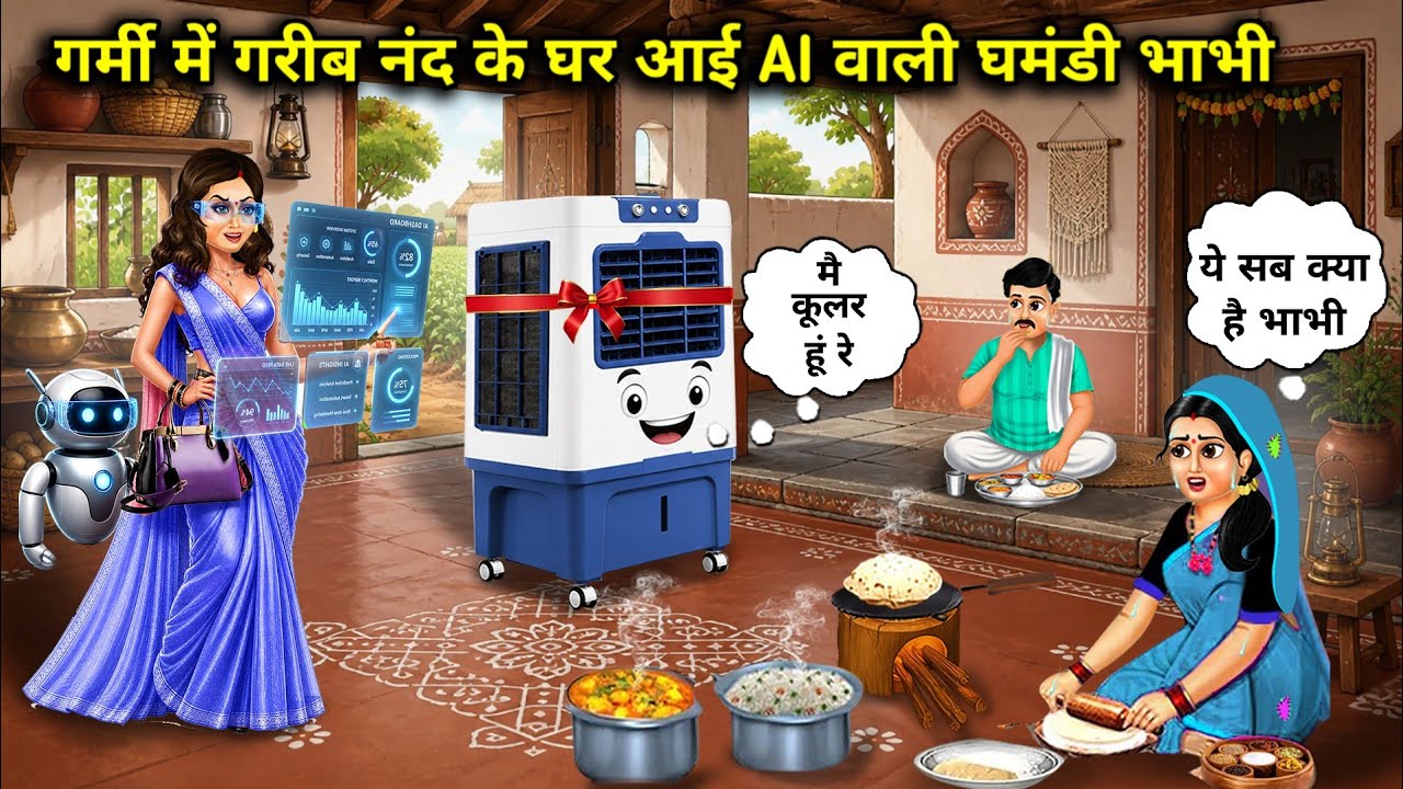 गर्मी में गरीब नंद के घर आई  घमंडी भाभी||Hindi Cartoon Stories||In the scorching summer, the 