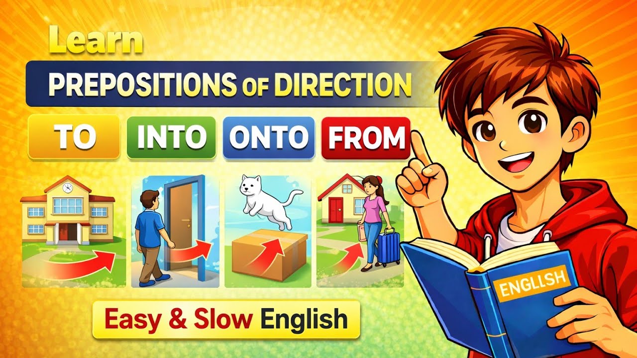 Learn Prepositions of Direction in English (TO, INTO, ONTO, FROM) | Easy & Slow English.       