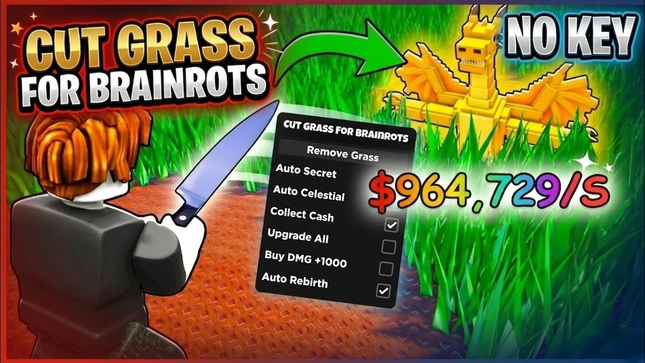 ​[NO KEY] CUT GRASS FOR BRAINROTS OP SCRIPT 2026 🍀 | AUTO SECRET & CELESTIAL🚀