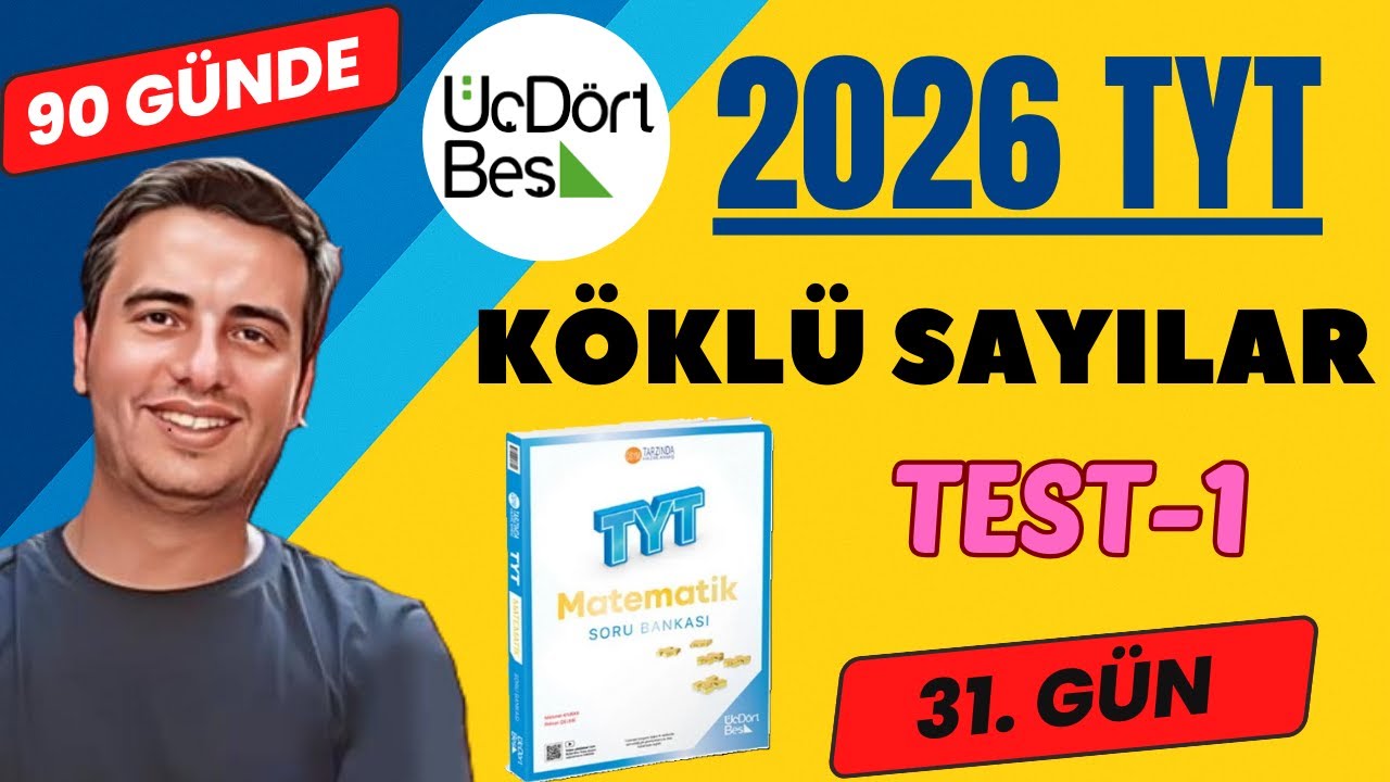KÖKLÜ SAYILAR | TEST-1 | 31. GÜN | 90 GÜNDE 345 TYT MATEMATİK ÇÖZÜMLERİ | 2026 #345