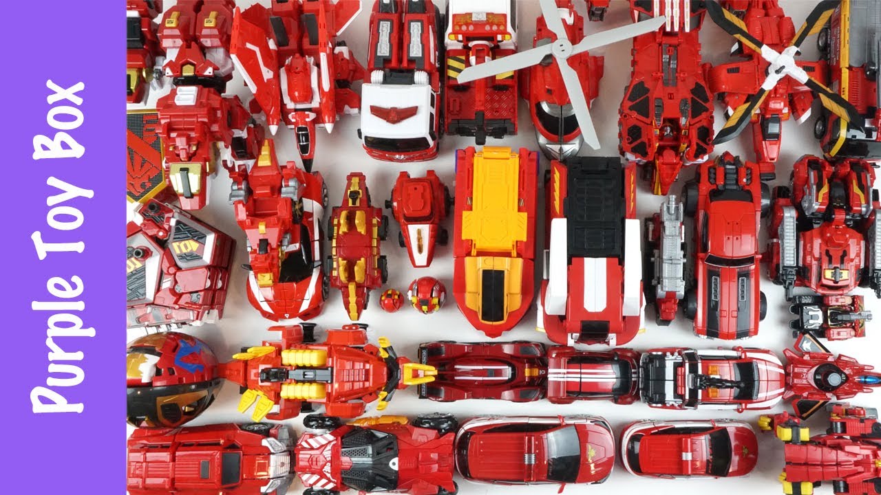 55 Red Transformer Robot Car Dinosaur Airplane Animal Battle Ship Fire Engine Ambulance