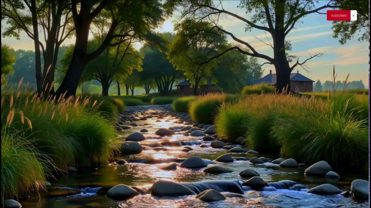Sleep Fast Tonight — Calming Piano with Gentle River Water