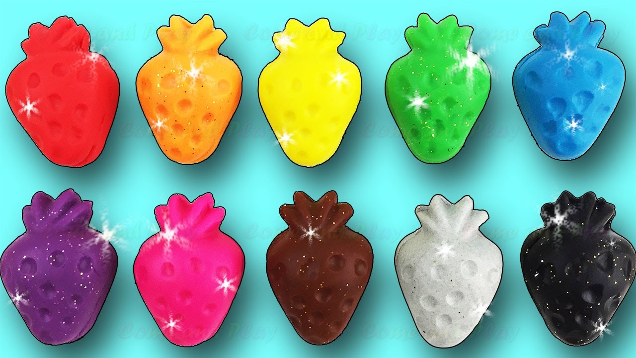 Learn Colors with Play Doh Strawberry and Baby Bottle Elephant and Dinosaur Molds