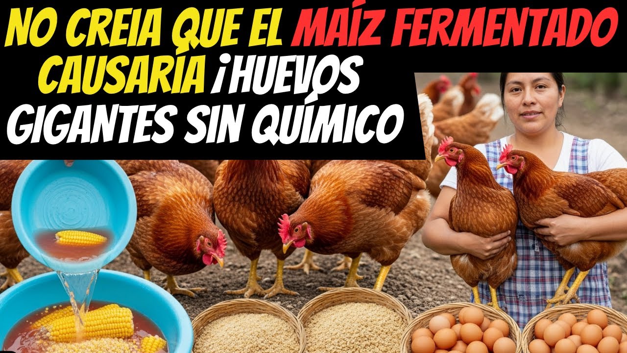 No creia que el Maíz Fermentado causaría ESTO en mis gallinas ponedoras ¡huevos GIGANTES sin químico
