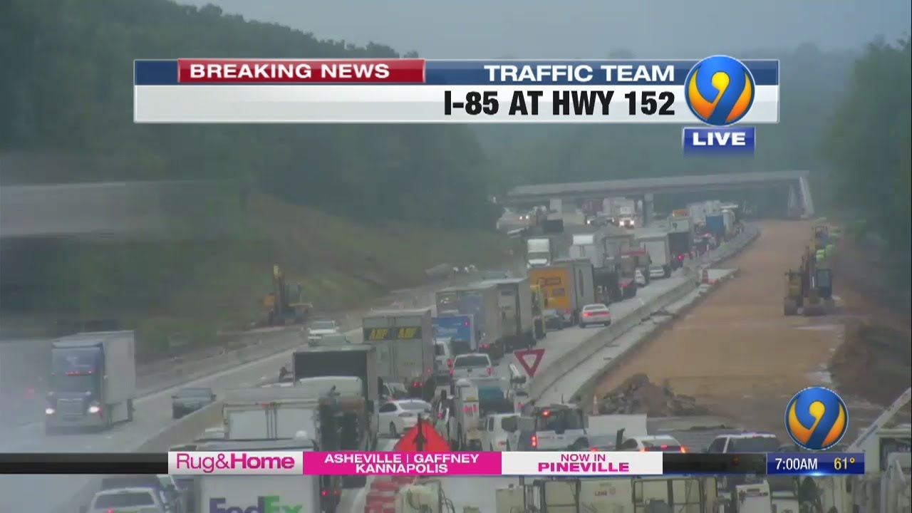 Crash in construction zone blocks portion of I-85 in Rowan County