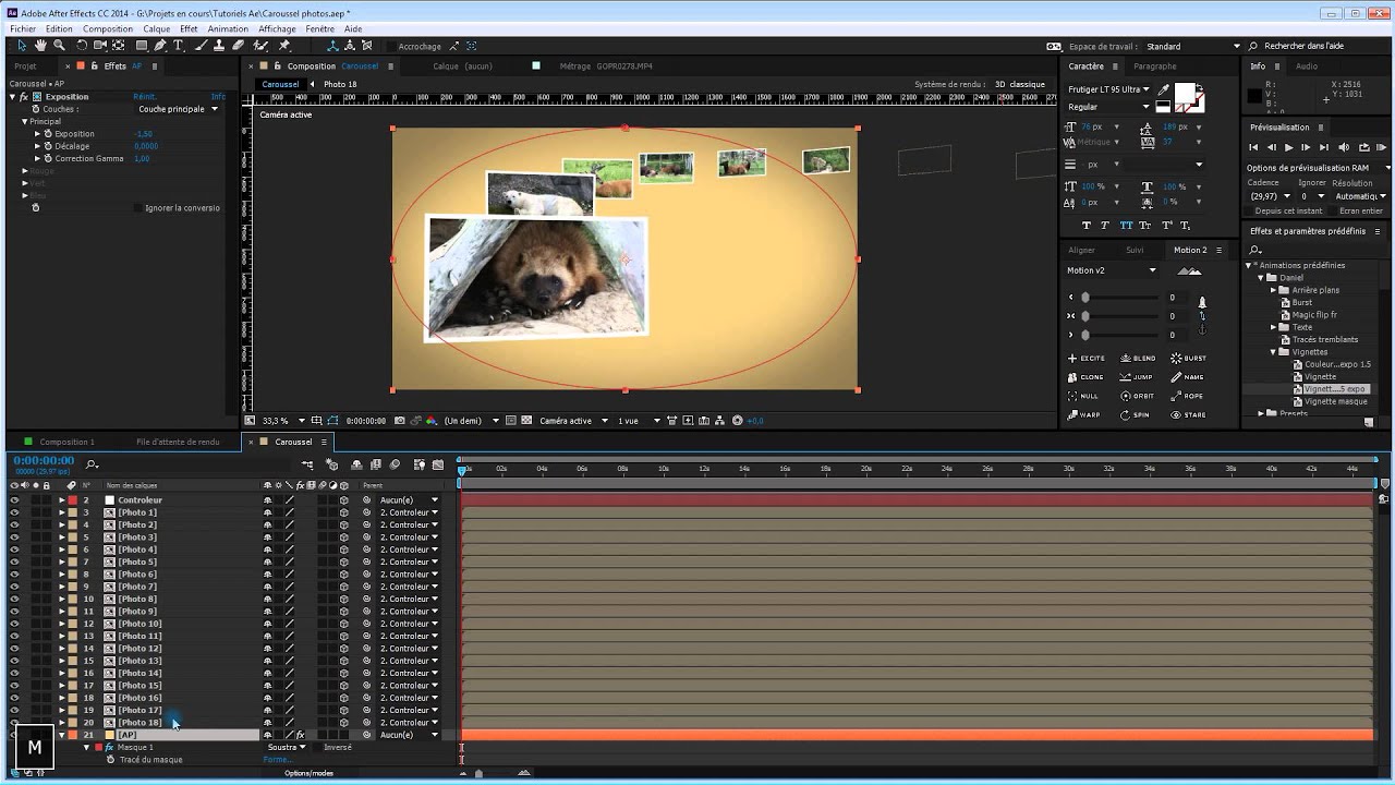 Tutoriels After effects en français - Caroussel photo 3D