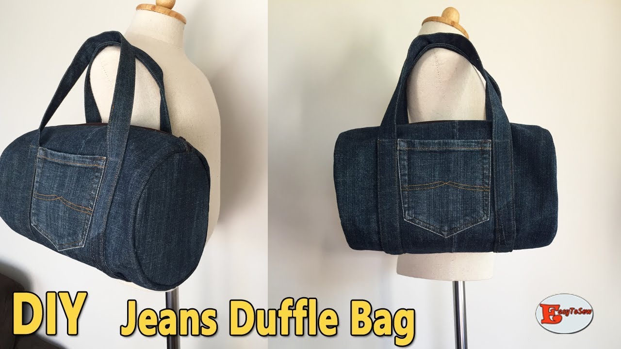 DIY DUFFLE BAG | JEANS BAG |  DIY BAG OUT OF OLD JEANS | RECYCLE OLD JEANS BAG TUTORIAL
