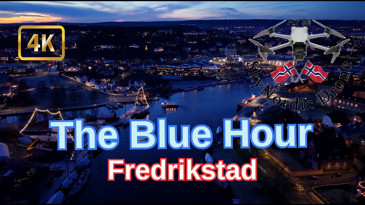 Blue Hour in Fredrikstad - 4K Drone Video