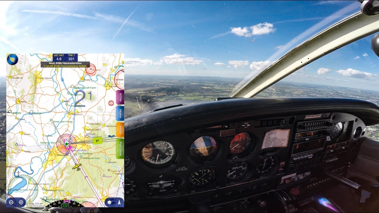 PA28 - A VFR Flight From Sandown (IOW) to Gloucester | ATC Audio