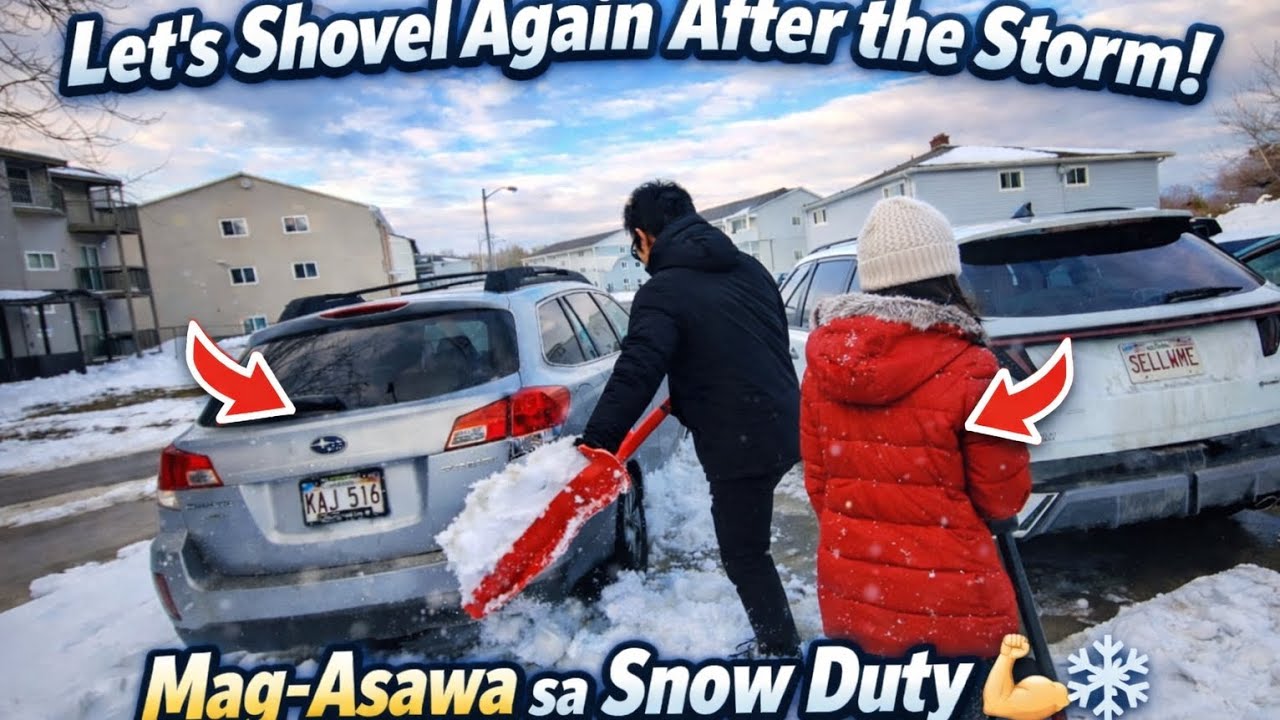 Nag tulungan kami para matapos na ang pag pala sa snow teamwork with my wife 