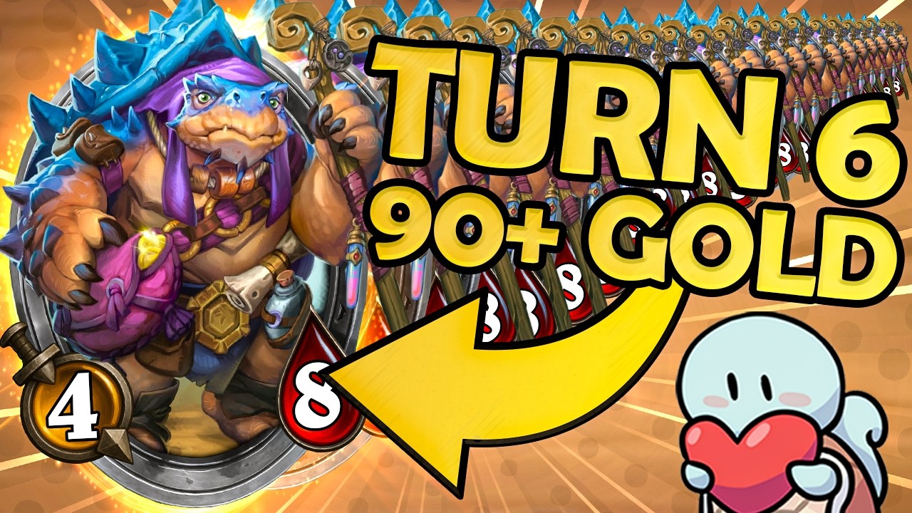I spent 90+ Gold turn 6?! | Hearthstone Battlegrounds