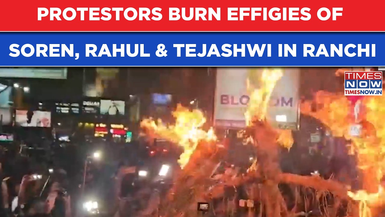 Jharkhand Recruitment Exam Row: JPSC-JSSC Aspirants Burn Effigies Of Soren, Rahul, Tejashwi | Watch