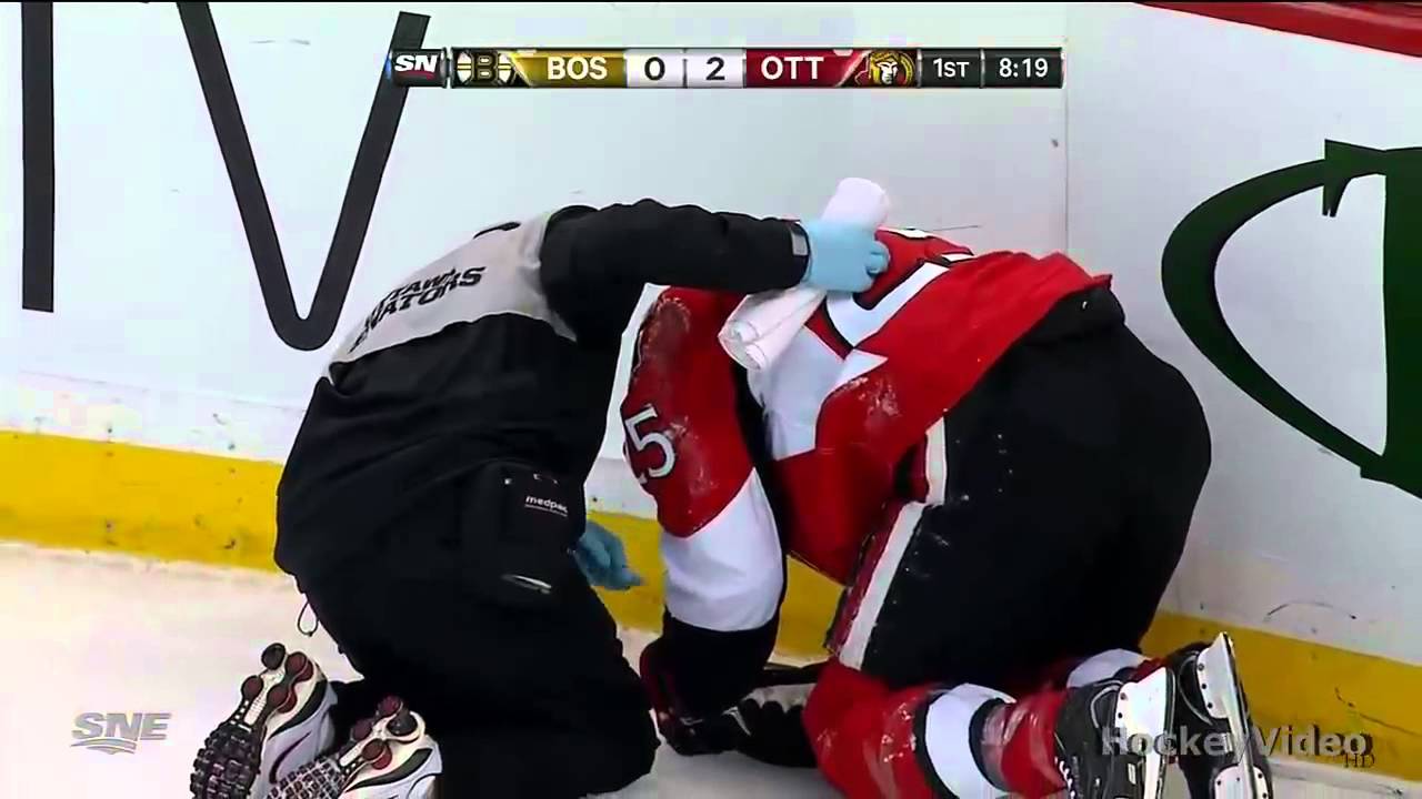 Adam McQuaid hits Chris Neil + McQuaid vs Wiercioch fight . March 11, 2013