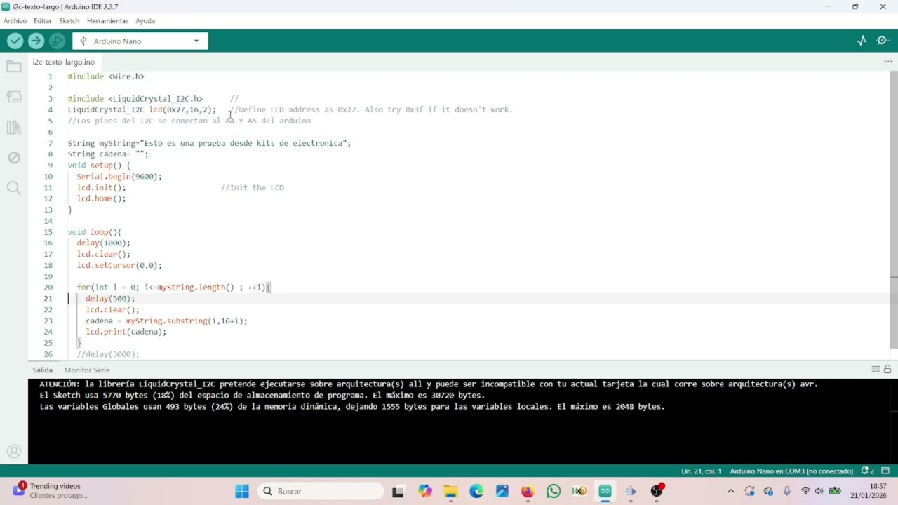 Desplazando texto largo en lcd 2x16