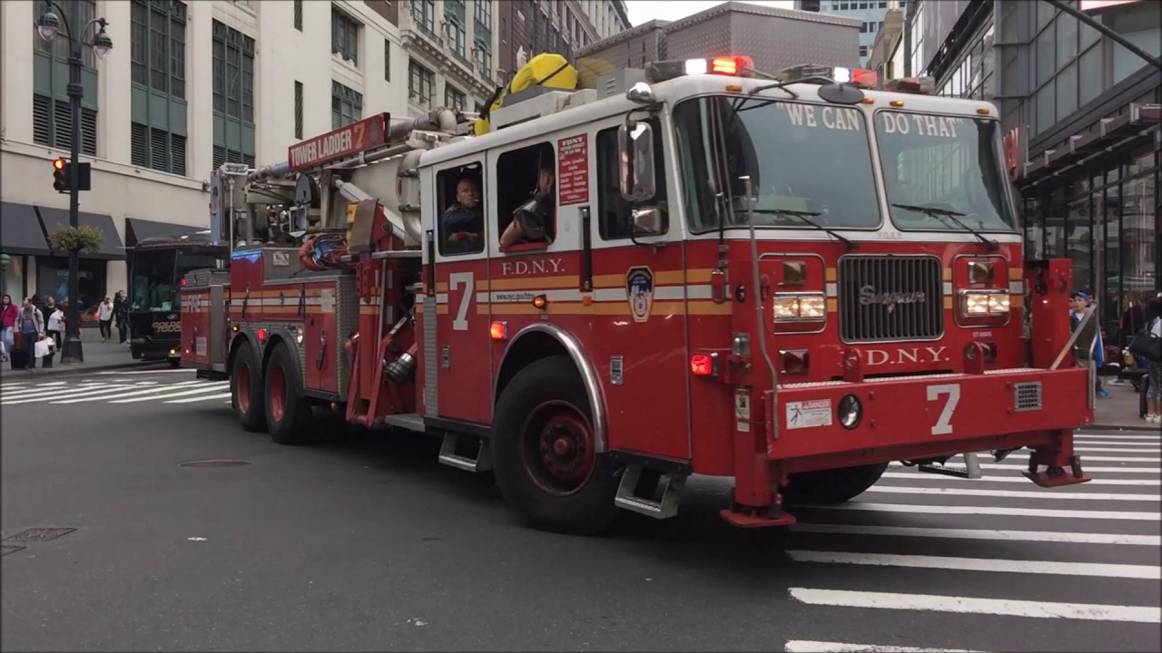 FDNY RESPONDING COMPILATION 53 FULL OF BLAZING SIRENS & LOUD AIR HORNS THROUGHOUT NEW YORK CITY.