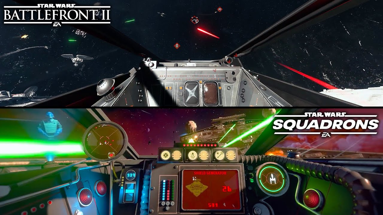 SQUADRONS vs BATTLEFRONT 2 - STAR WARS SQUADRONS GAMEPLAY COMPARISON