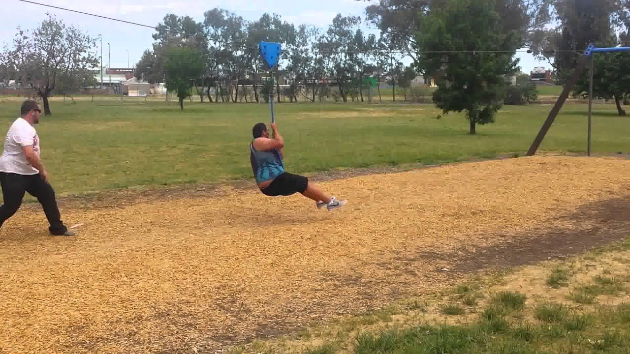 Fat guy flying fox fail