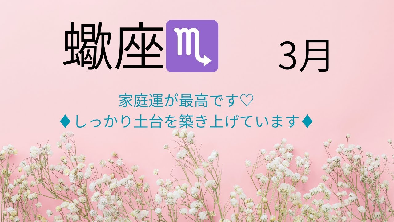 2026年　3月　【蠍座♏】タロットリーディング＆ワンポイントヨーガ　家庭運が最高です♡　♦しっかり土台を築き上げています♦
