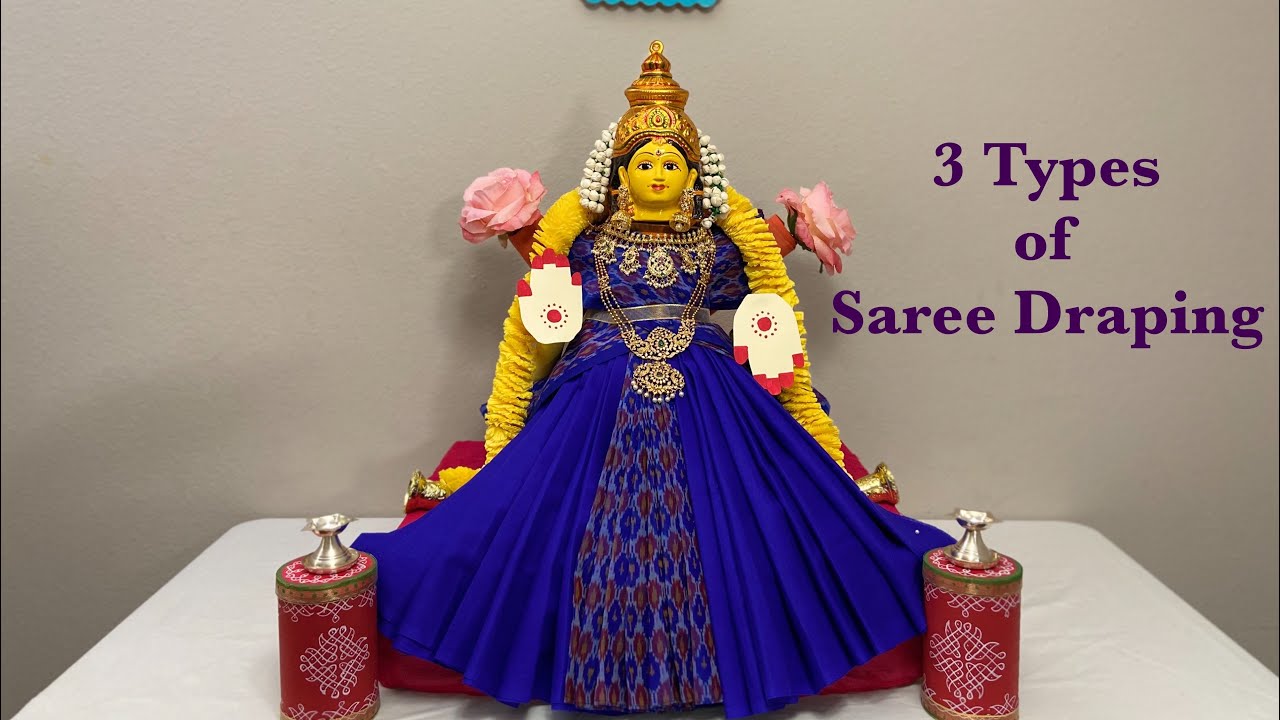 Quick and Easy Varamahalakshmi saree draping || How to drape saree for varamahalakshmi kalasha