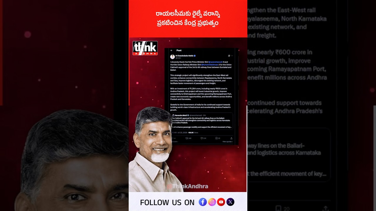 రాయలసీమకు రైల్వే వరాన్ని ప్రకటించిన కేంద్ర ప్రభుత్వం! #Rayalaseema #RailwayProject #PMGatiShakti