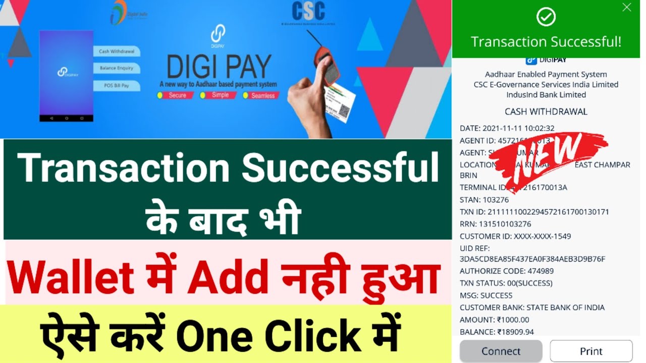 Digipay Transaction Successful But Money Not Add In Wallet | Csc digipay wallet me paisa nahi add