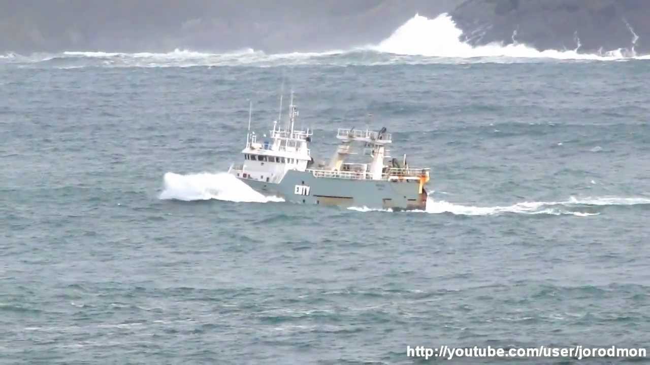 Ships in rough seas at La Coruna bay