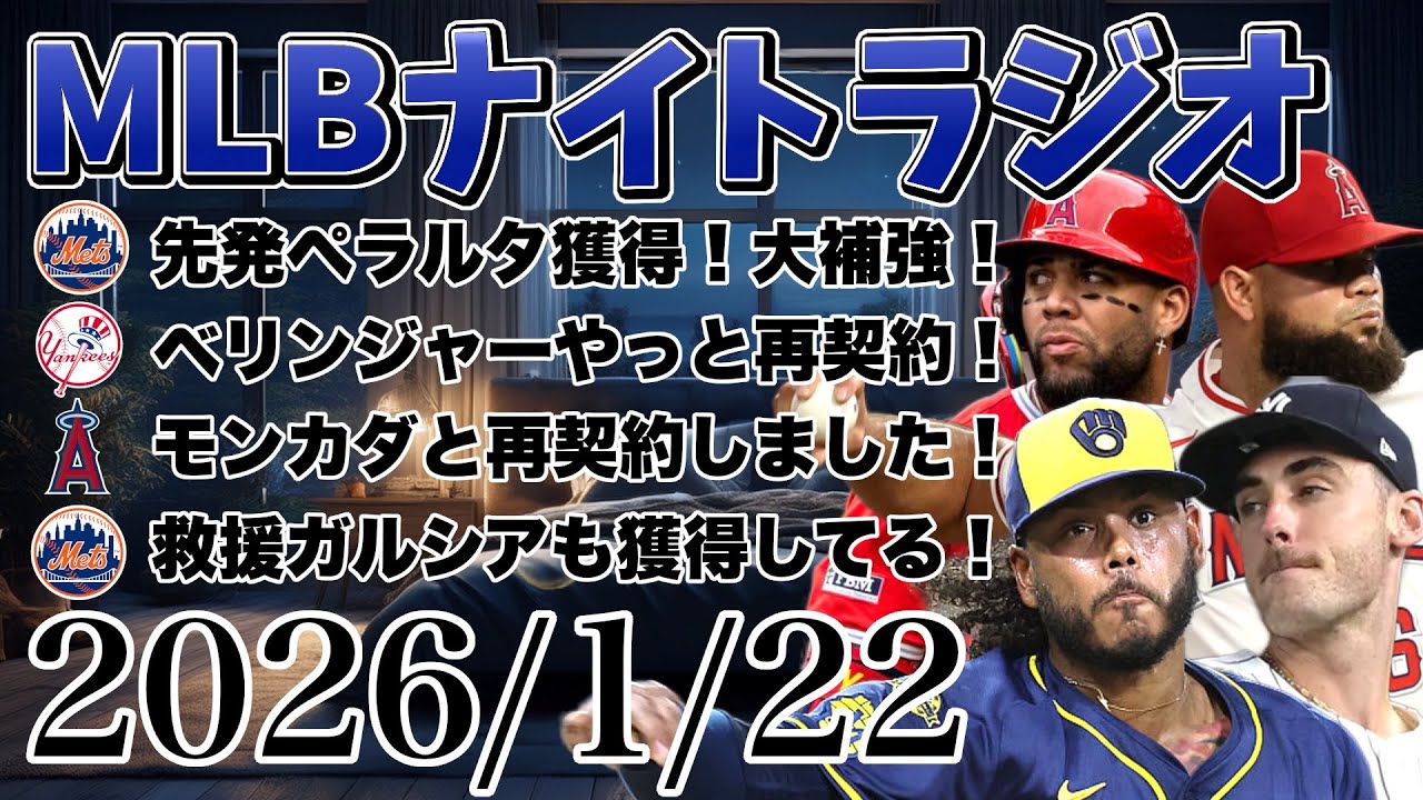 【MLBナイトラジオ#364】メッツが先発ペラルタを獲得！ヤンキースがベリンジャーと再契約！エンゼルスがモンカダと再契約！メッツが救援ガルシアと契約！など#mlb #メジャー #メジャーリーグ