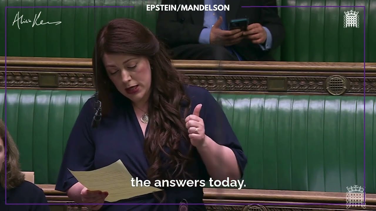 Alicia Kearns MP Urges Government to Reveal Mandelson's Severance Package