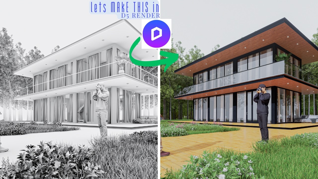 How to make this Modern Glass House in D5 RENDER 2.11