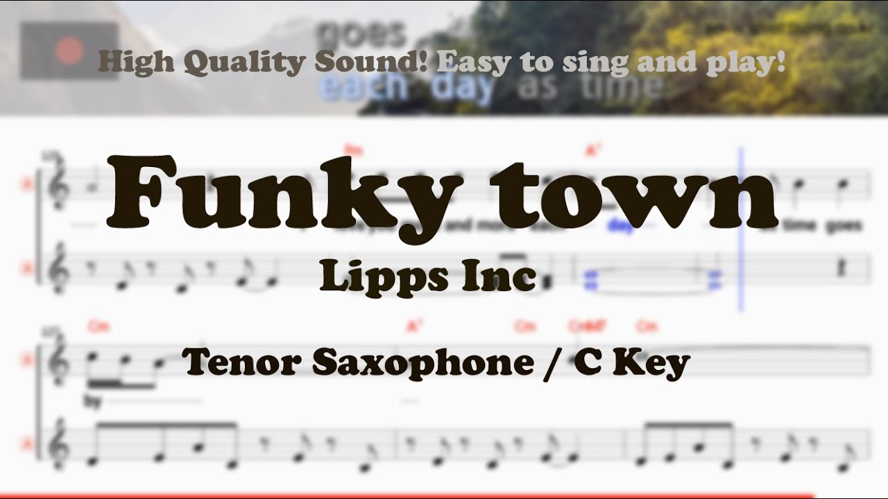Funky town - Lipps Inc (Tenor/Soprano Saxophone Sheet Music C Key / Karaoke / Easy Solo Cover)