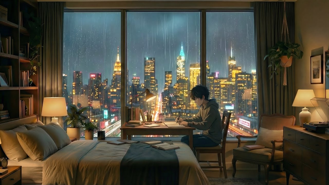 📚 Night Study Session - Lofi Hiphop Mix 2026 [Rainy City Ambience] By 2JLofi