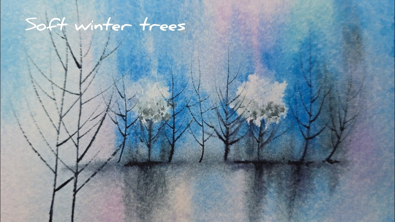 Easy Winter Watercolor Trees ❄️ Soft & Relaxing Painting for Beginners