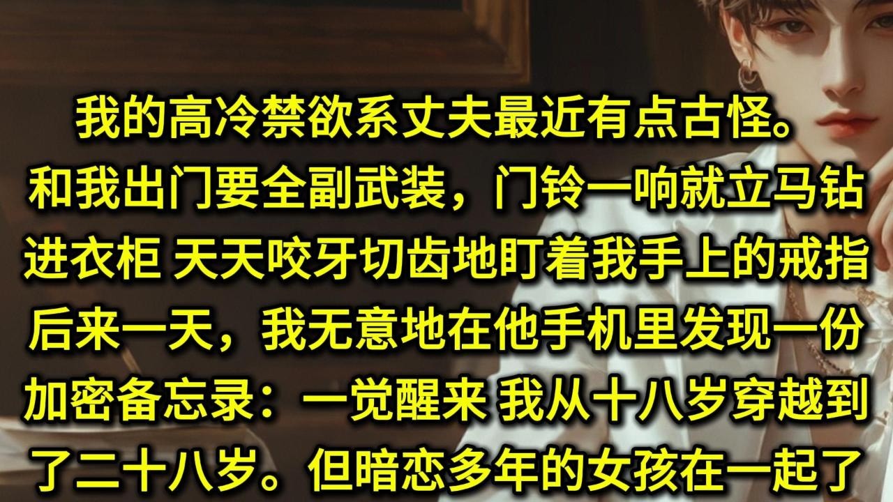 我的高冷禁欲系丈夫最近有点古怪。和我出门要全副武装，门铃一响就立马钻进衣柜，天天咬牙切齿地盯着我手上的戒指。后来一天，我无意地在他手机里发现一份加密备忘录：「一觉醒来，我从十八岁穿越到了二十八岁。」