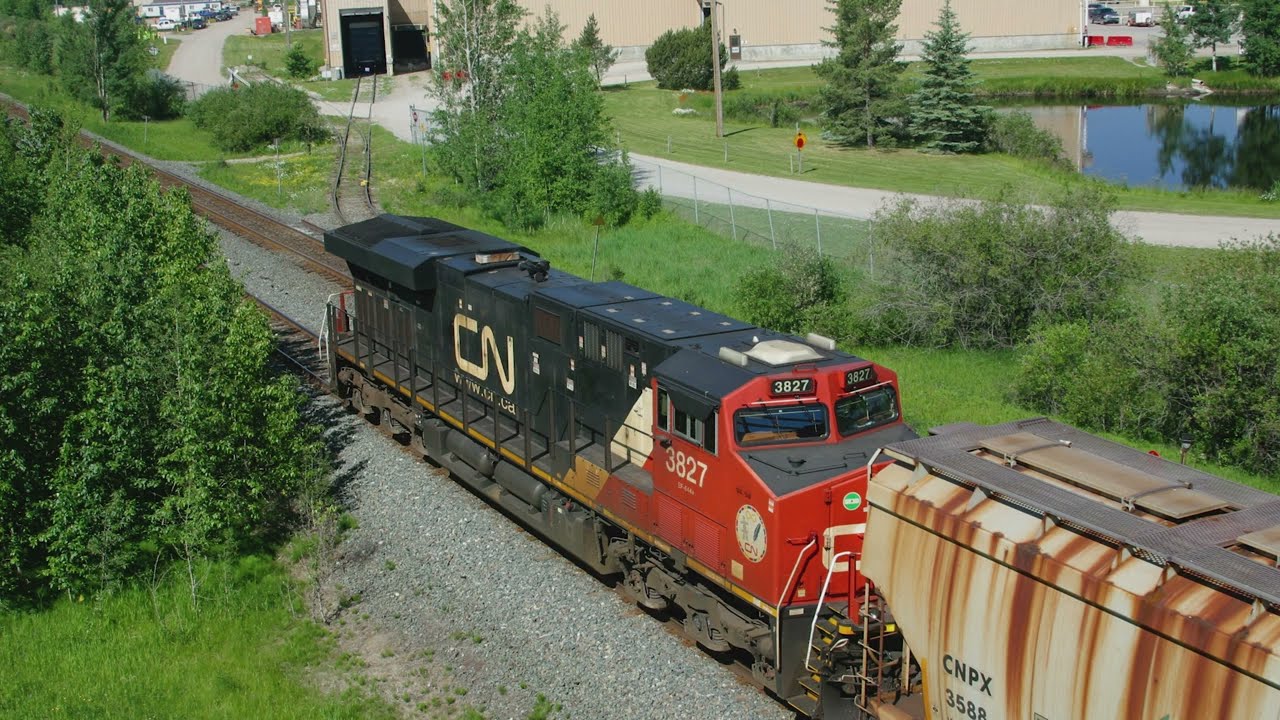 CN B758 Passing Weyerhauser Sawmill in Edson, Alberta