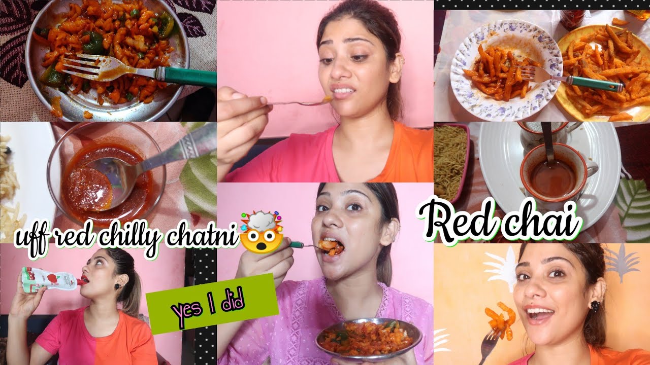 I Ate 🍒🍎🌶️ Red Food for 24 Hours challenge || Red tea🤯🤯
