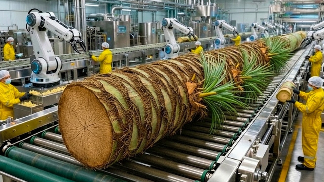 Inside the Largest High-Tech Palm Tree Stem Factory You’ve Never Seen Before (Full Process)