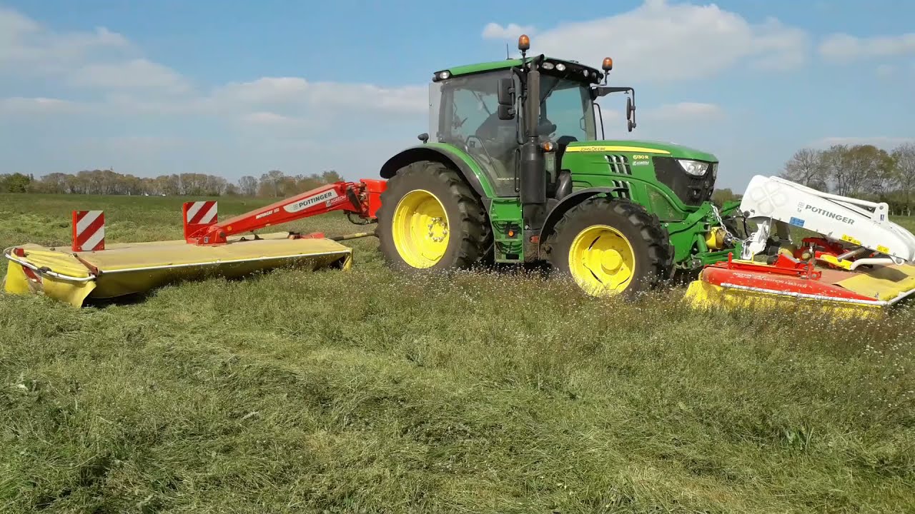 FAUCHE DES RAY-GRASS ANGLAIS POUR L'ENSILAGE D'HERBE - JOHN DEERE & PÖTTINGER NOVACAT