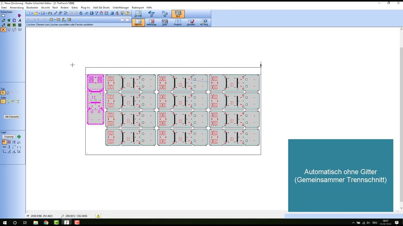 Radan CAD/CAM/MRP Software: Anlegen von Stanzwerkzeugen in Radan / Automatische Werkzeugbelegung