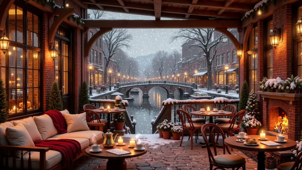 Warm Winter Jazz Music ⛄ Cozy Cabin Coffee Shop Ambience for Relaxing & Unwinding