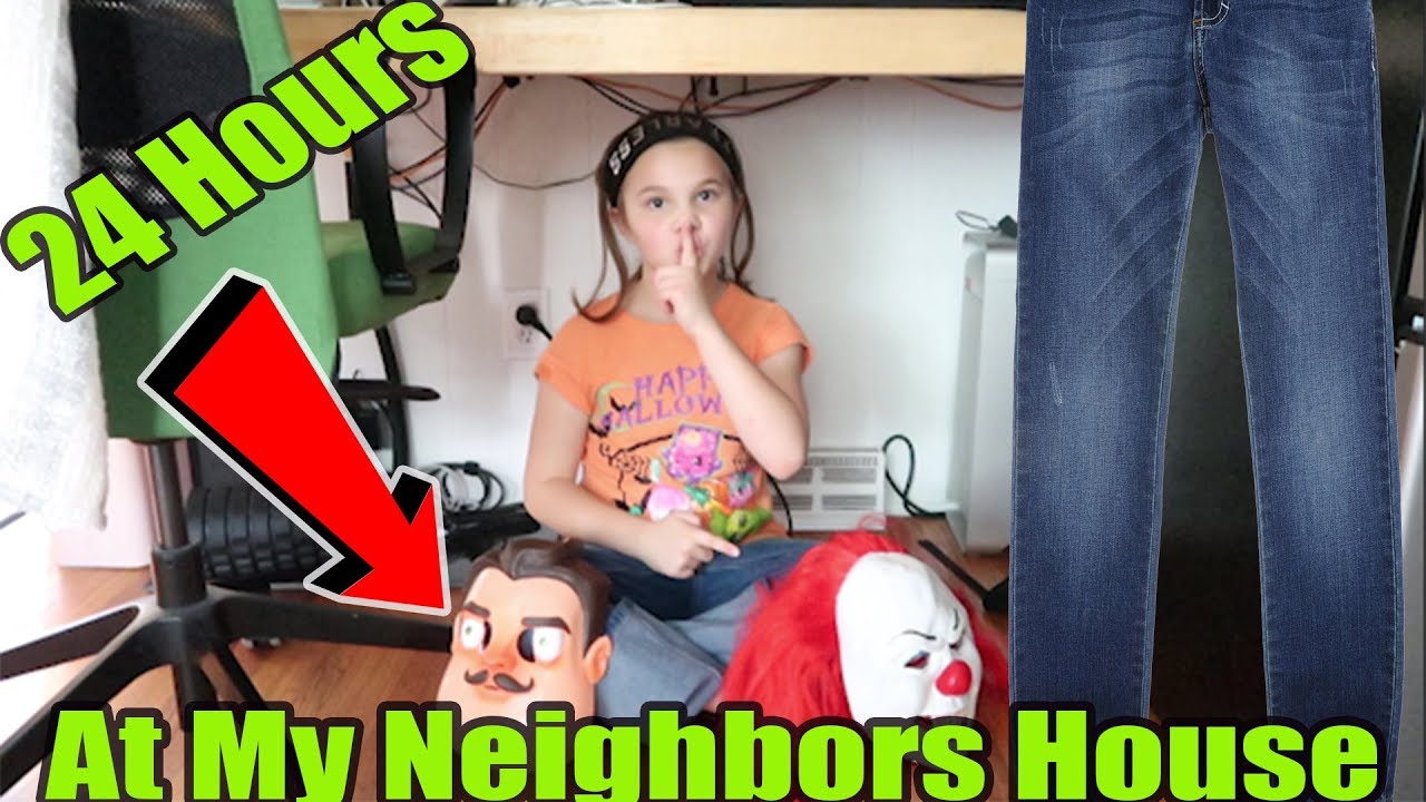 24 Hours Overnight In My Neighbor's House! 24 Hour Challenge In Hello Neighbor In Real Life