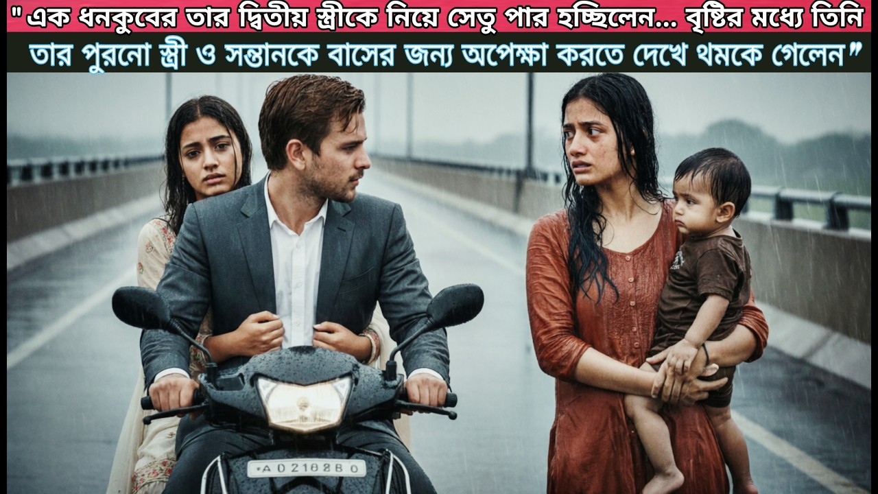 নতুন স্ত্রীয়ের সঙ্গে সেতু পার হচ্ছেন ধনী ব্যক্তি, বর্ষায় শিশুকে ধরে প্রাক্তন স্ত্রীকে বাসের...