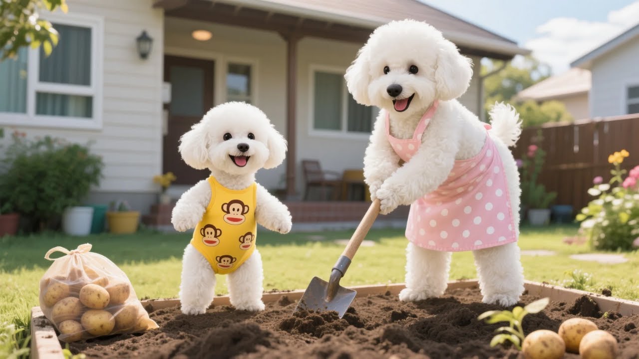 🐶🥔 From Garden to Oven: Bichon & Mom’s Cozy Potato Cooking Day 🧀✨/compilation