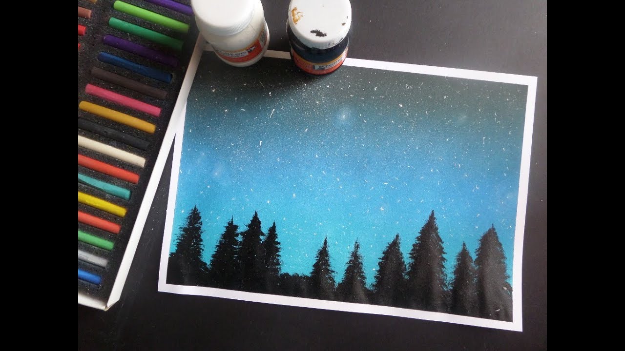 COMO PINTAR UN BOSQUE ESTRELLADO || FÁCIL || Tizas pastel || Pasteles secos || Speed Drawing