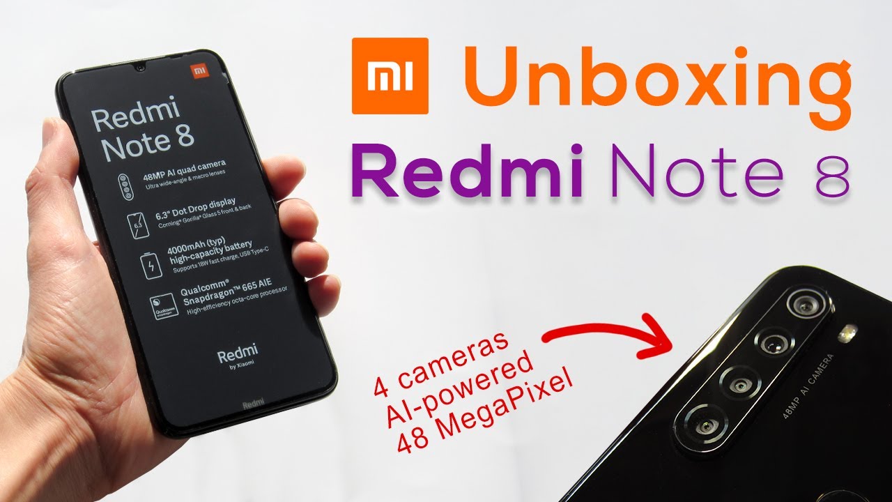 Unboxing Xiaomi Redmi Note 8 Space Black Smartphone 🔶📱🔋🎥📷