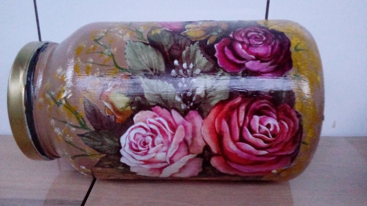 RECICLAGEM.  VIDRO  DE PALMITO DECORADO