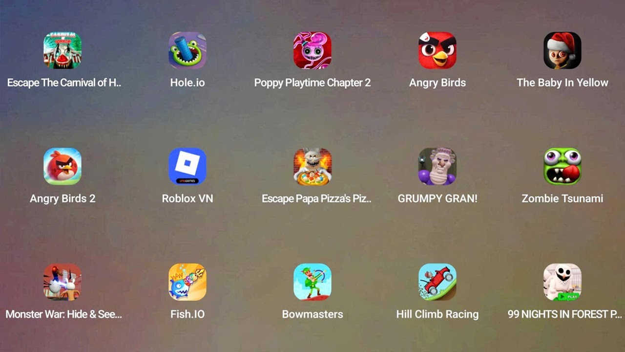 Escape The Carnival of Terror Obby!,Hole.io,Poppy Playtime Chapter 2,Angry Birds 2,