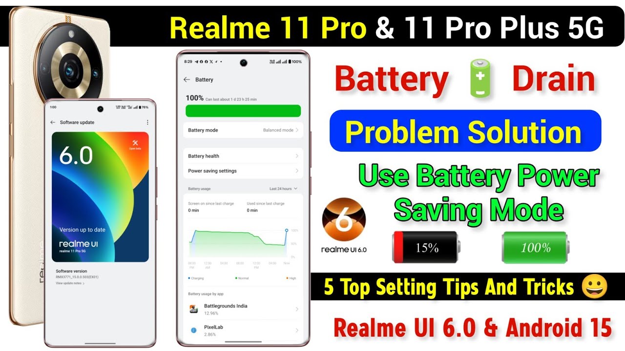 Realme Ui 6.0 Battery Drain Problem Solution | Realme 11 Pro Use Battery🔋Saver Mode 5 Top Setting