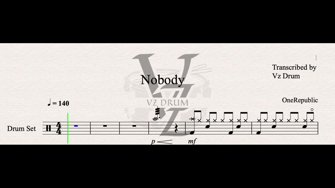 OneRepublic - Nobody (Kaiju No.8 Ending) Drum Score [ Drum Sheet Music Play Along ]